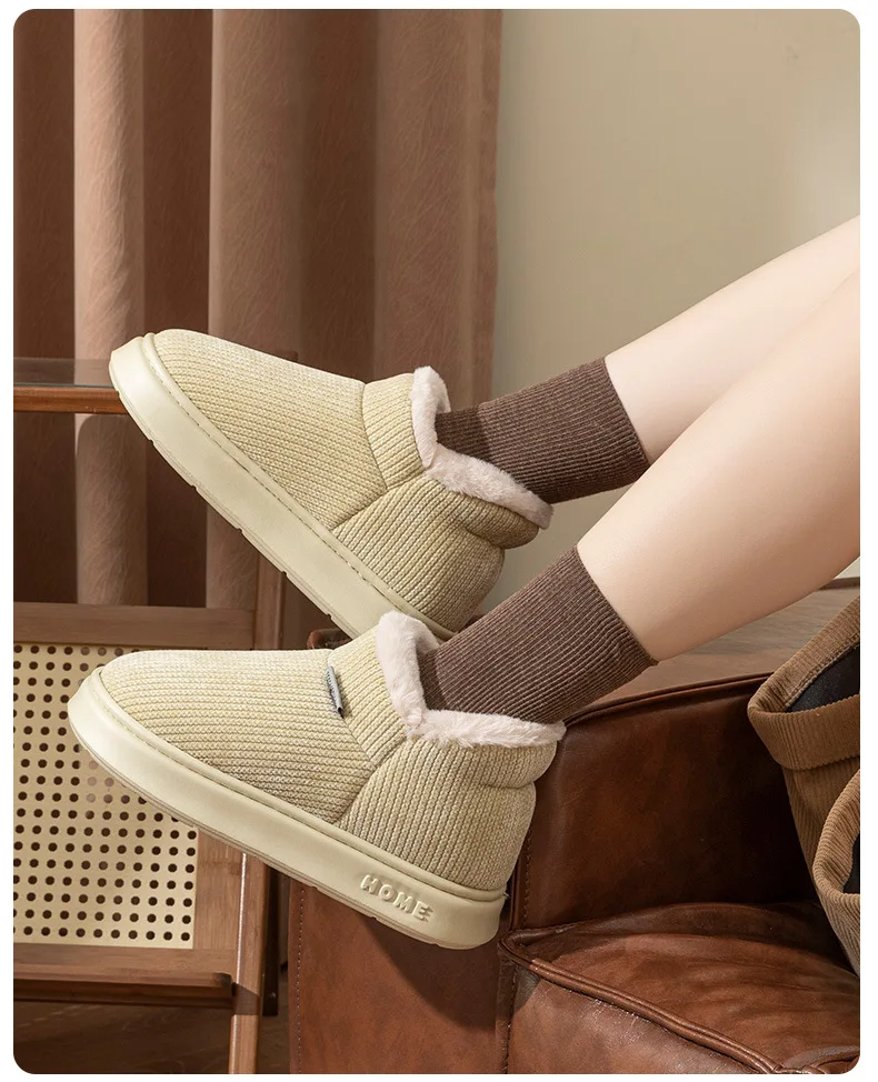 Shevalues Winter Plüsch Futter Damen Schneestiefel Anti-Rutsch-Schuhe Plattform Slip On Stiefeletten Pelzige warme Baumwollstiefel für Damen – Detail 12