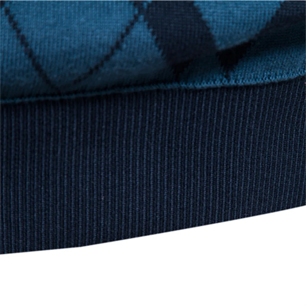 AIOPESON Argyle Men Sweaters Cotton Mock Neck Zipper Patchwork Pullover Men Winter High Quality Fashion Warm Sweaters for Men 6