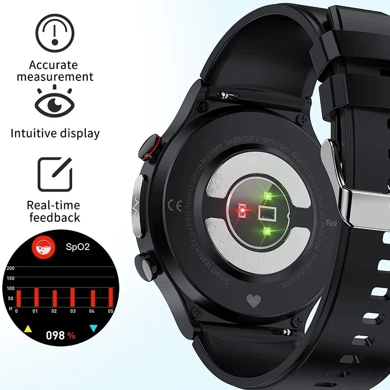 LIGE Health Smart Watch Men ECG+PPG Body Temperature Blood Pressure Heart Rate Waterproof Wireless Charger Smartwatch 360*360 HD