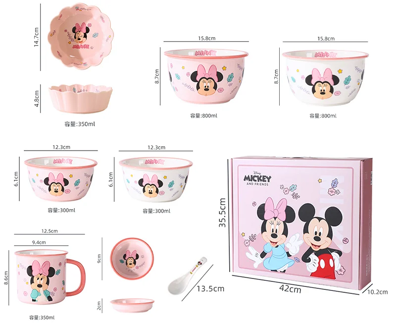 Disney Mickey &Amp; Minnie Ceramic Dinner Set 4 Pieces