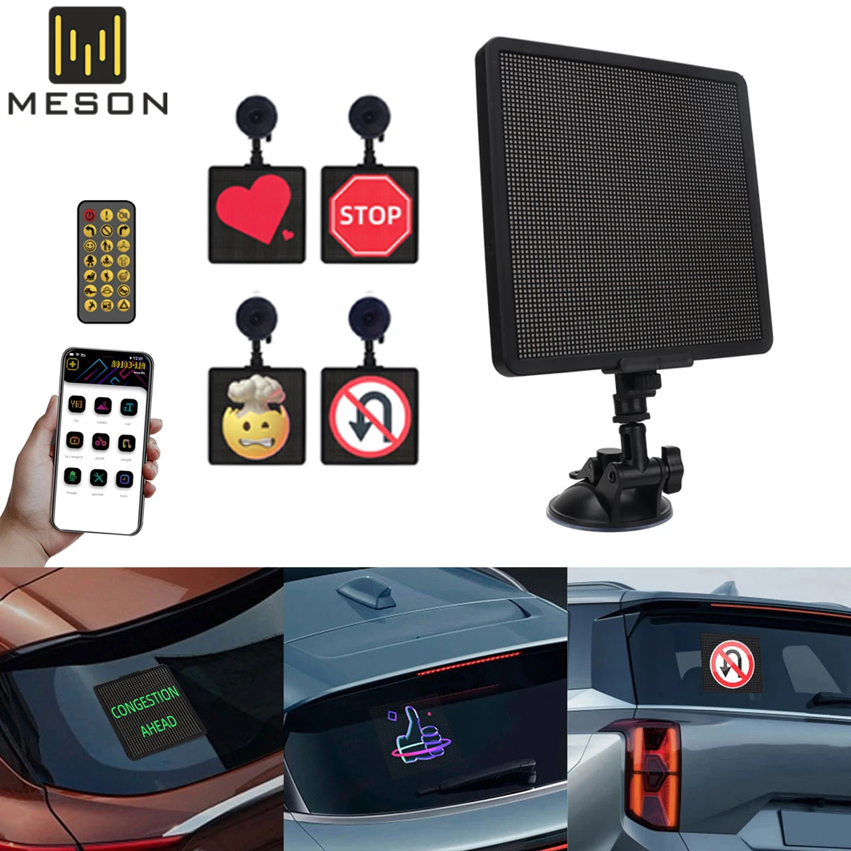 

Car LED Sign Smart Matrix Pixel Panel Lamp APP Control Funny DIY Pattern Graffiti Car Rear Windshield LED Interactive Display