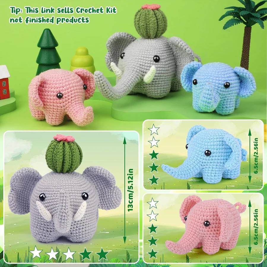 Adorable Elephant Family Crochet Kit 8 Sa7beb81f40f346d68f6fe452007fc2b5g