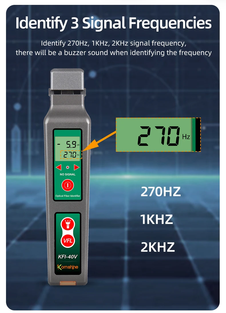 KomShine KPN-35 PON Power Meter 1310nm/1490nm/1550nm. 10mw VFL Built in KFI-40V Fiber Identifier Fiber Detector