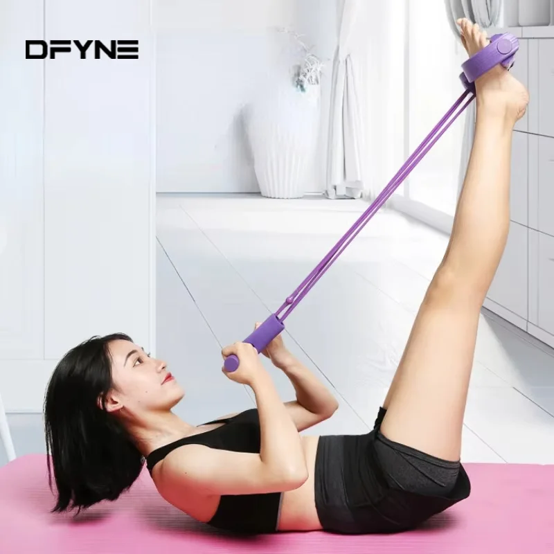 4 Heavy Duty Elastic Pull Ropes Rower Exerciser Belly Resistance Band Home Gym Fitness Equipment for Sports Training