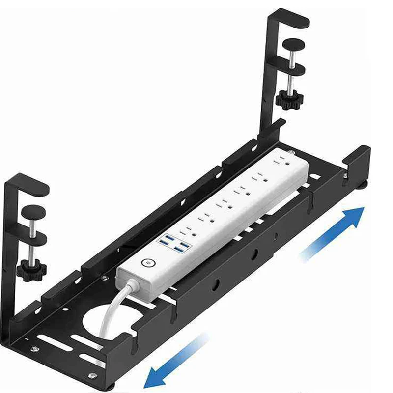 Desk-Cable-Management-Tray-Under-Table-Socket-Hang-Holder-Power-Strip ...