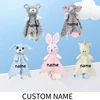 Personalized Comforter Baby Security Blanket Teether Plush Stuffed Toy Custom Animal Blanket Bunny Elephant Soothe Appease Baby 1