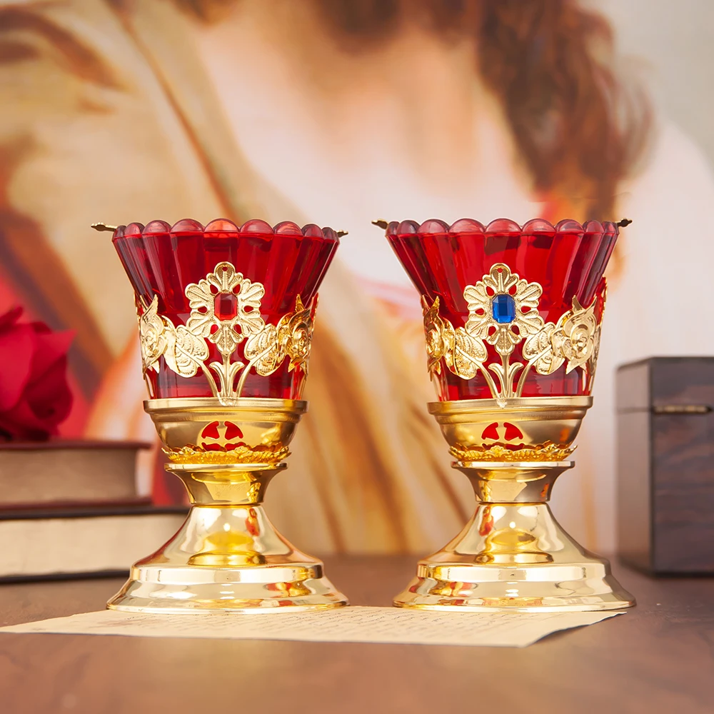 Handcrafted Orthodox Church Metal Candle Holder Sacred Design for Prayer Altars Durable Decorative for Devotional Use
