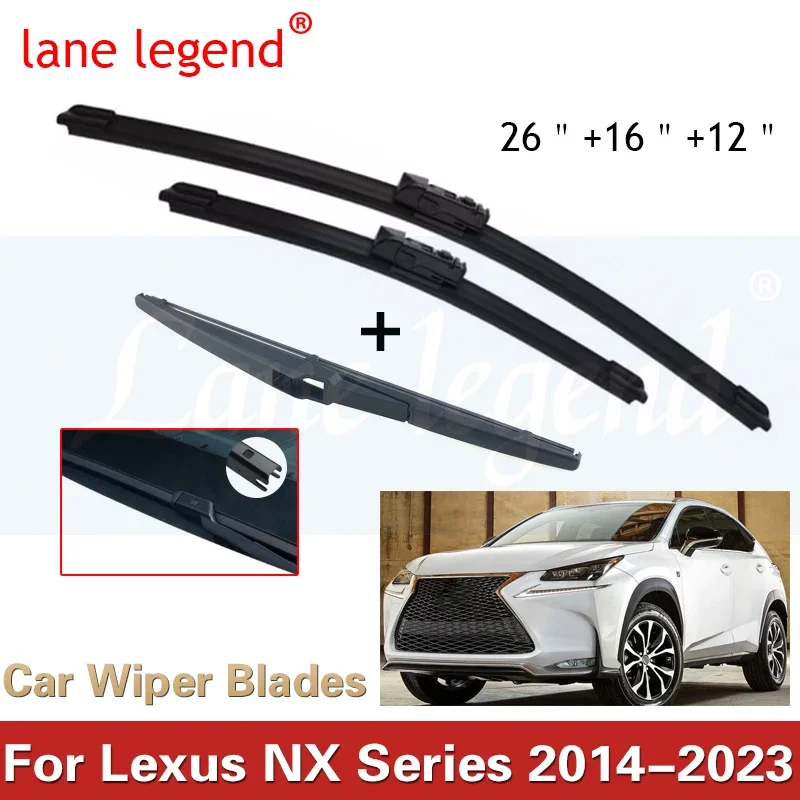 Набор щёток стеклоочистителя для Lexus NX Series NX200 NX200t NX300h 2014-2023, 26/16/12 дюймов
