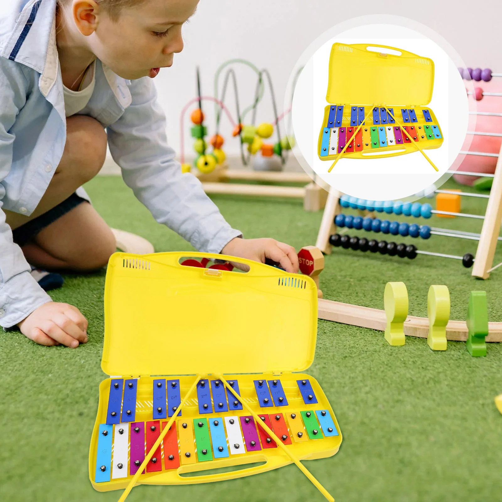 Piano Playing Musical Toy 25-tone Metallophone Percussion Instruments 25-Note Plate Boxed Orff For Kids