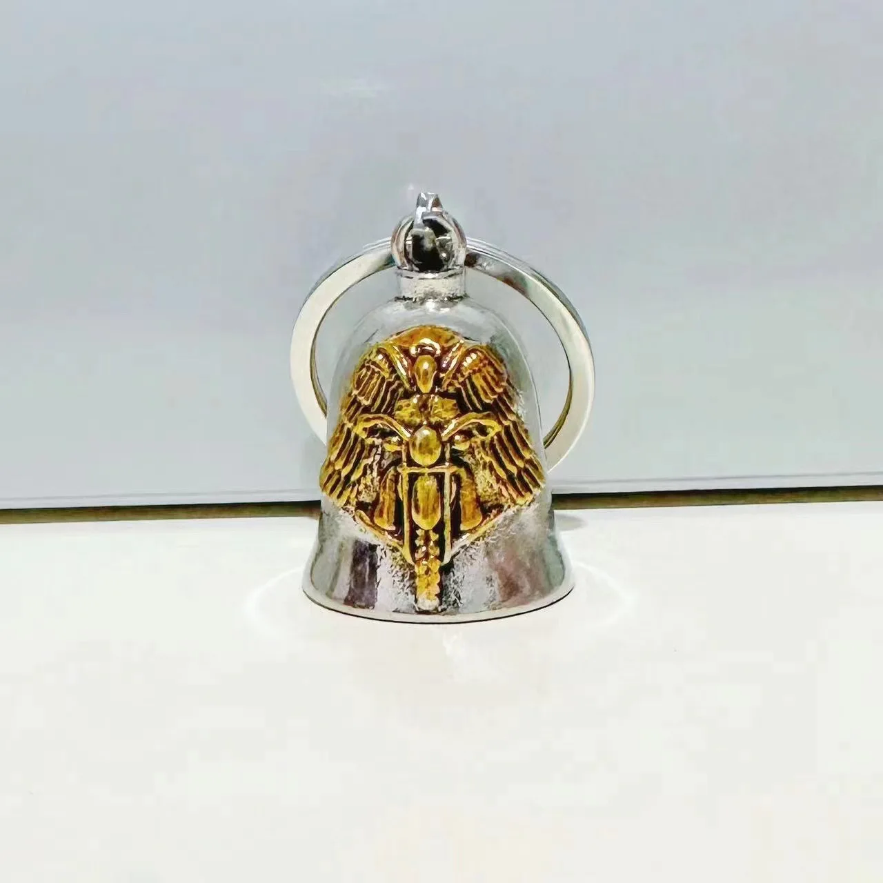 Angel Wings Motorcycle Bell Keychain Image 1