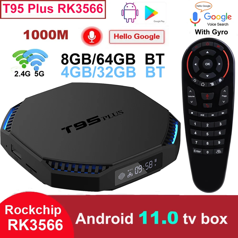 TV Box Android 11 T95 Plus 8GB RAM 64GB ROM Rockchip RK3566