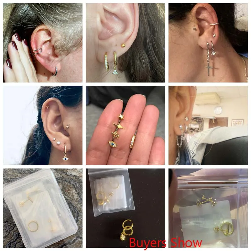 Aide 925 Sterling Silver Hoop Earrings Set Women Delicate