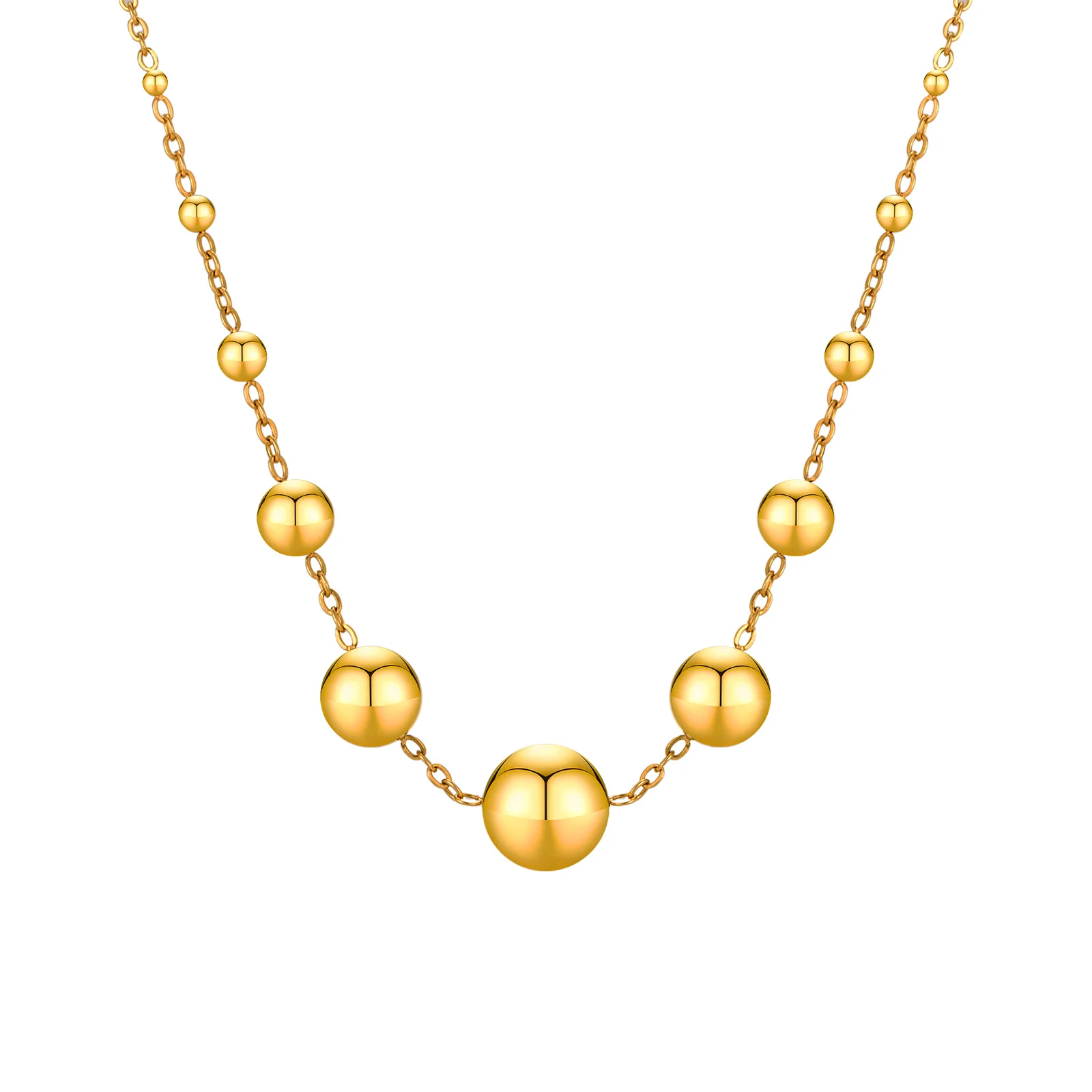 Bead Ball Chain Collar Choker Necklace, 316L Stainless Steel Link