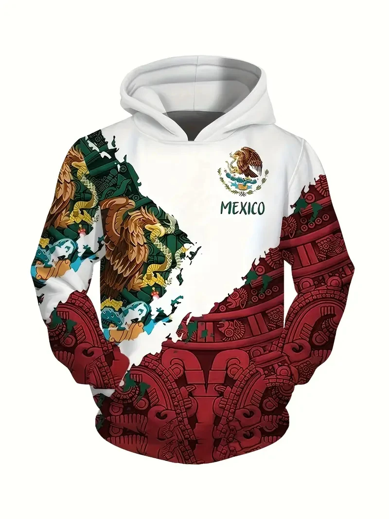 thumbnail image 1 of Sudadera con capucha con estampado 3D de la bandera nacional de México para hombre y mujer, suéter informal de gran tamaño, sudadera popular, ropa de moda para hombre, 1 of 4