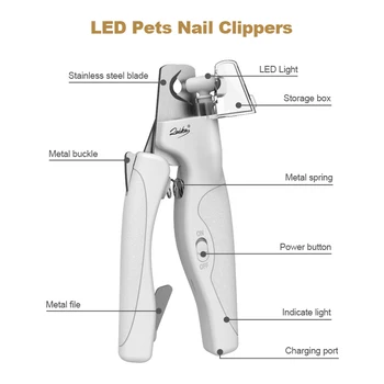 LAIKA LED Pet Nail Clippers Professional Cats Claw Blood Line Scissors Dog Nail Trimmer Grooming Cutter for Animals Pet Supply 6