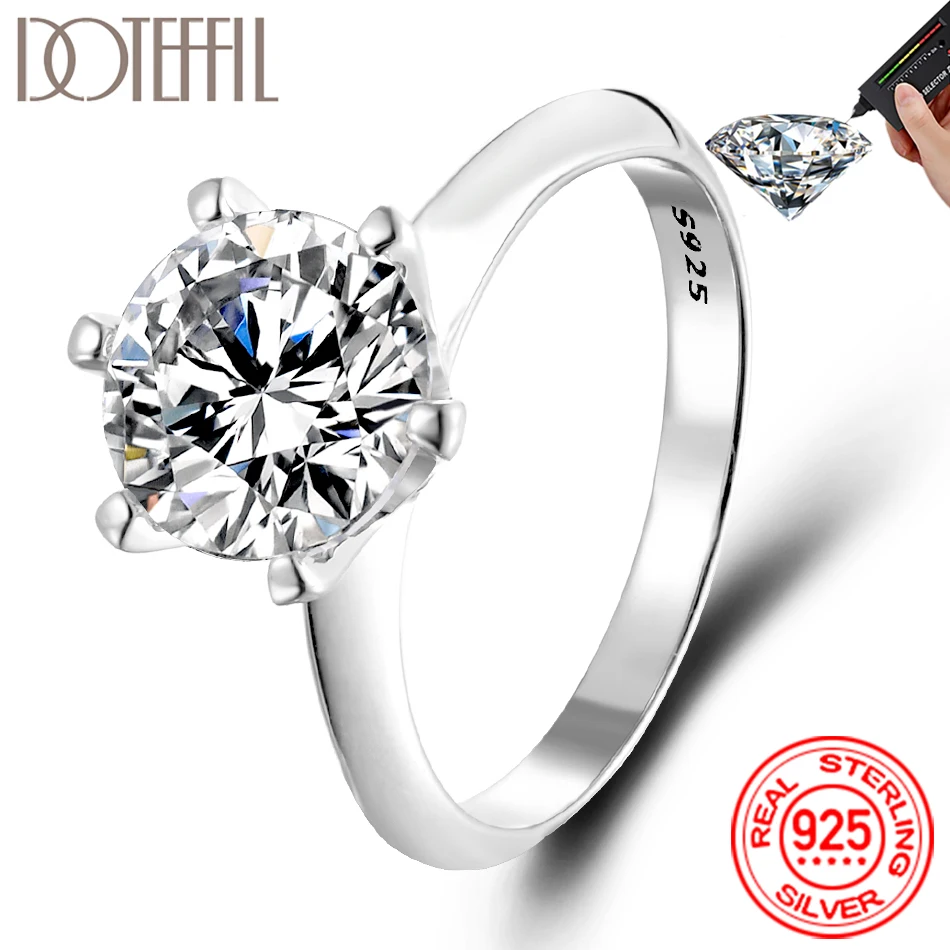 DOTEFFIL GRA-Bague Moissanite VVl's pour Femme, Bague de Fiançailles, Bague de Mariage, Anneau de Diamant de Laboratoire, Bijoux, 1-3CT 1