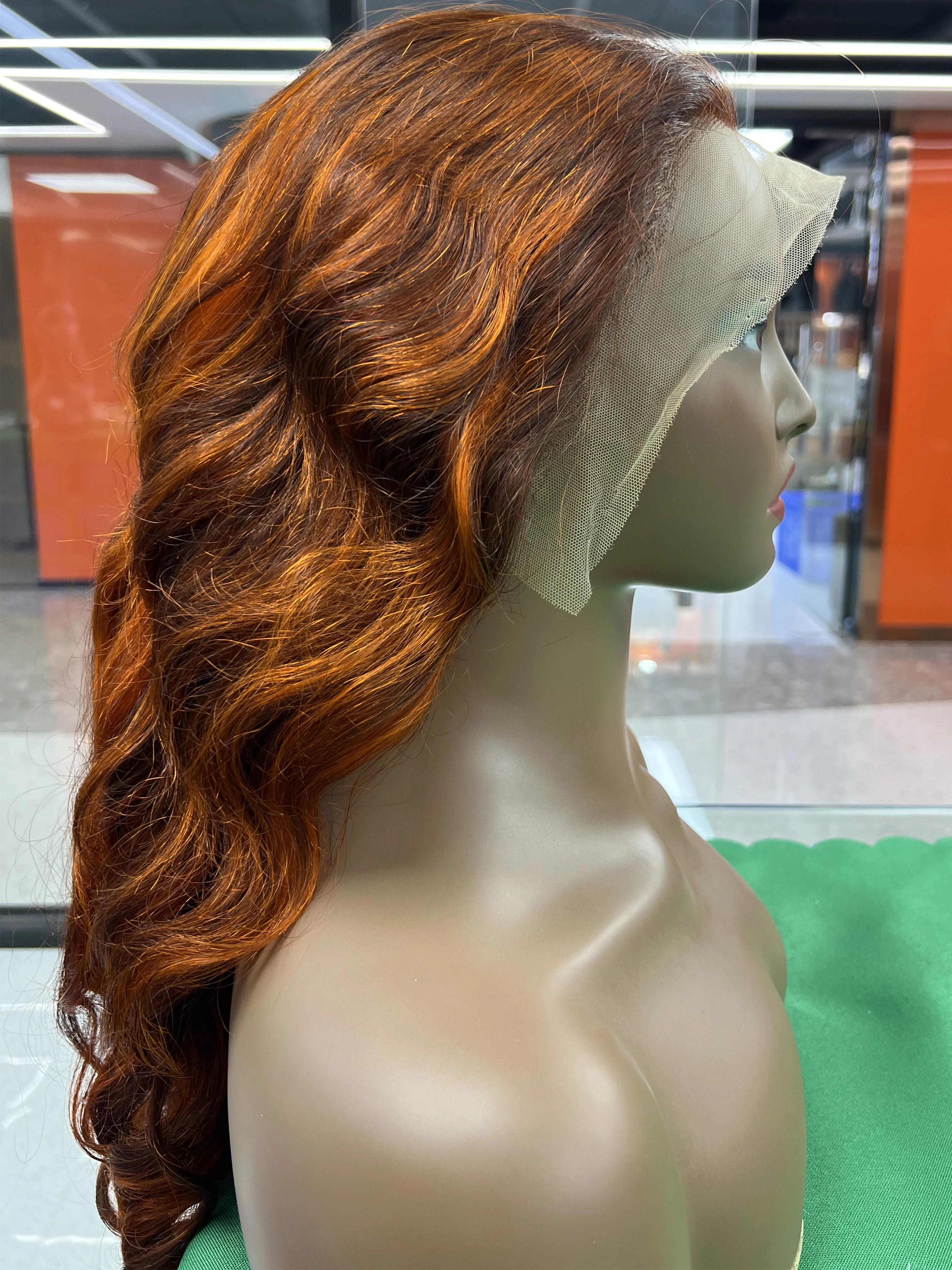

Highlight Body Wave Lace Front Wig 4/350 Ginger Orange Brown Colored Hair For Women 13x4 Lace Frontal Human Hair Wig Pre Plucked