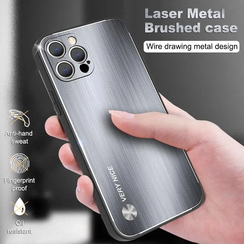 Роскошный лазерный металлический матовый чехол для iPhone 13 12 11 Pro Max Mini алюминиевый