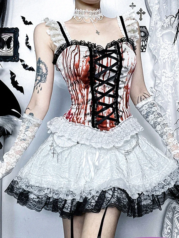 AltGoth Halloween Dark Gothic Camis Women Streetwear Sexy Cyber