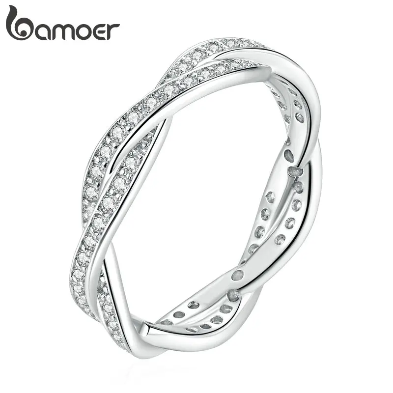 Finger Ring Silver Ring Wedding Ring Fashion Shining Stone Ring For Women SILVER Color Twist Of Fate Stackable