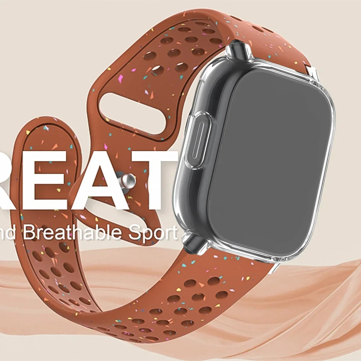 Enhanced Silicone Strap and TPU Protector Case for Full-Screen Coverage - Breathable Sports Band Design