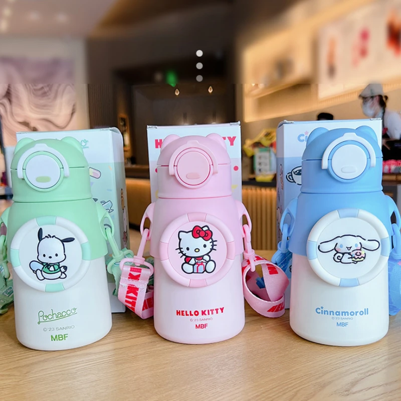 

Kawaii Sanrio Anime Cinnamoroll Hello Kitty Pochacco Cute Cartoon Thermal Cup High Appearance Level Straw Cup Girly Heart