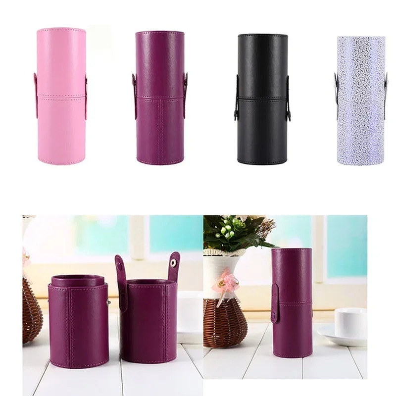 Makeup Brush Holder PU Makeup Brush Storage Bucket Makeup Bucket Cylinder Bag Beauty Tools