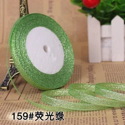 Metallic Glitter Ribbon for Gift Wrapping and DIY Crafts - Gold & Silver, 6mm, 25 Yards (159 Neon Green)