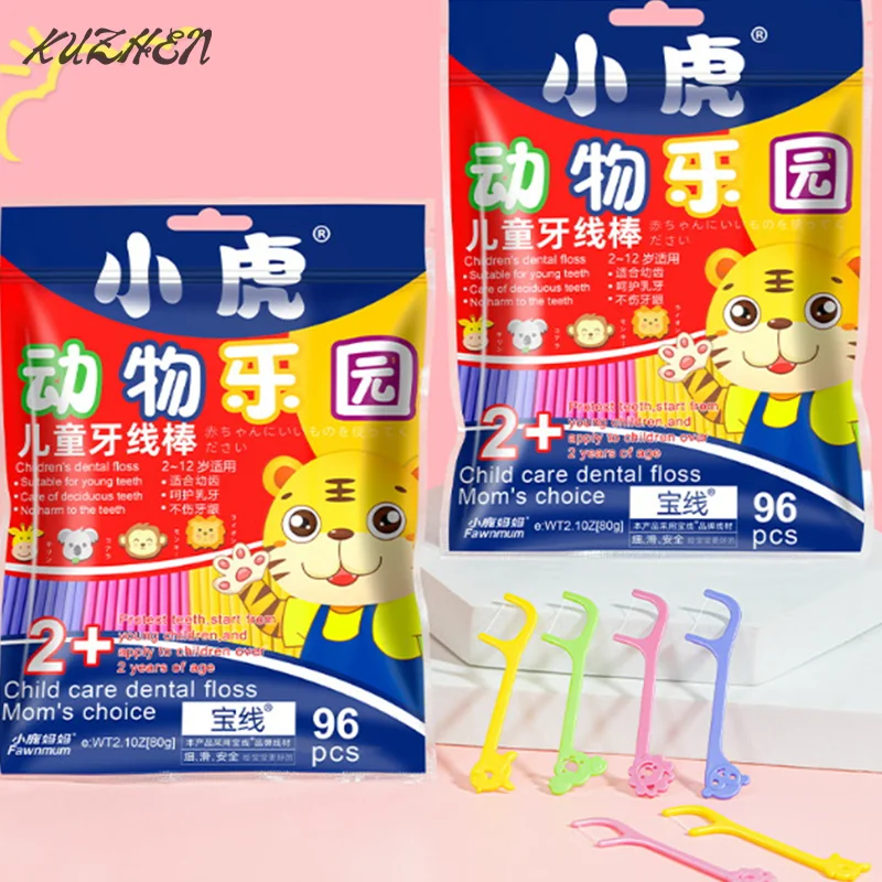 

Childrens Dental Floss 96 Sticks Barrel Colored Floss For Children Cure Dent Teeth Cleaning Orthodontic Interdental Pick