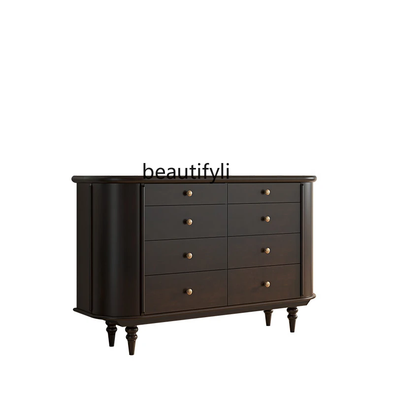 

French Style Solid Wood Eight Spares Living Room Wall Cabinet Household Storage American Retro Entrance Storage Cabinet Bedroom
