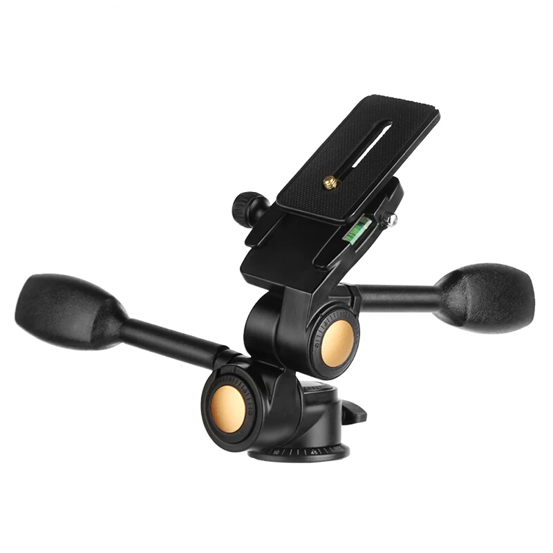 QZSD Q80 Ballhead Two Handle Three-dimensional Head with Extended Quick Release Plate for Ball Head Monopod 1/4" Camera Screw
