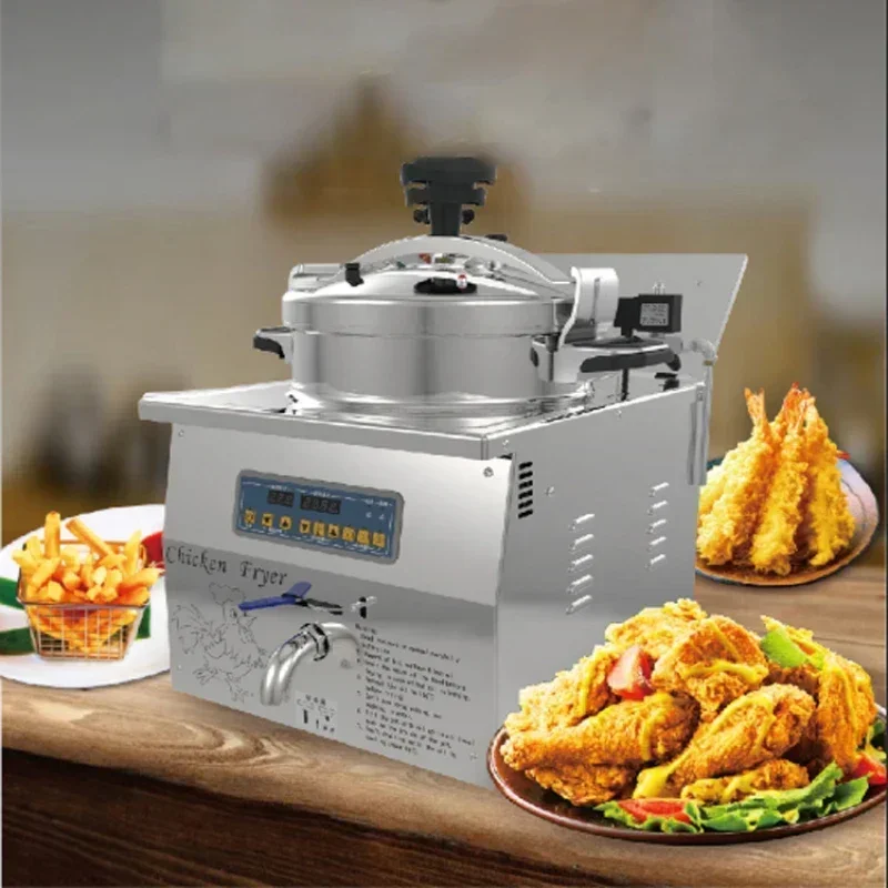 Brand-new 16L Electric Deep Fryer Pressure Single-cylinder Fryer Fried Chicken French Fries Temperature Control Electric