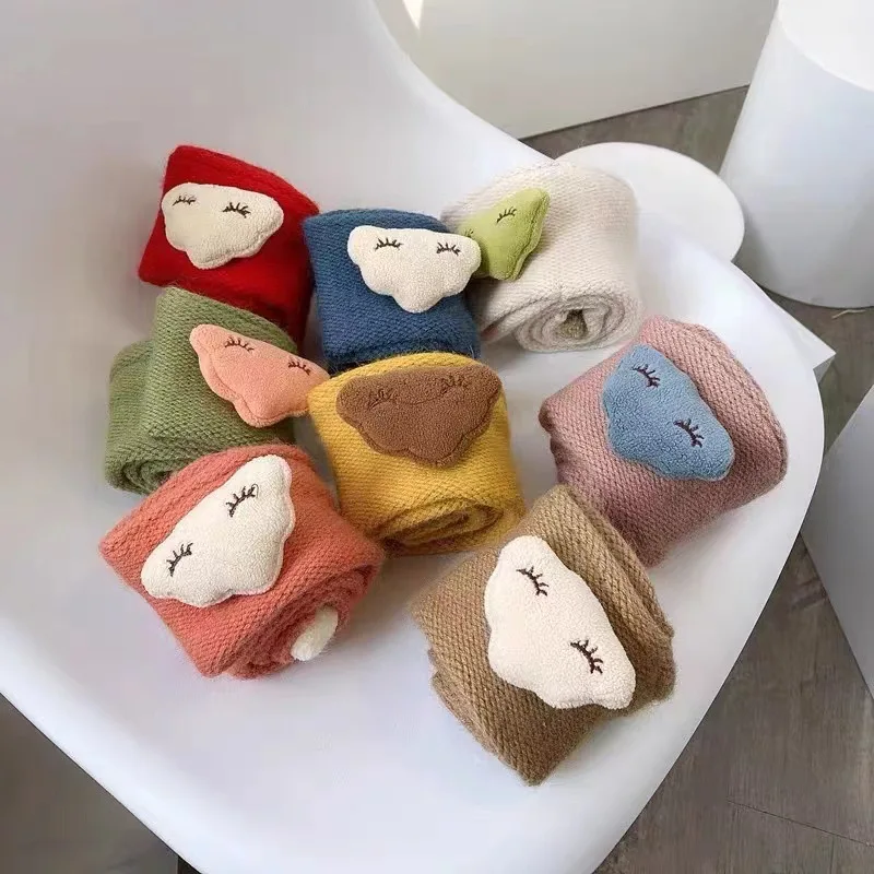 1-5Years Children's Scarf Winter Korean Style Fashion Cartoon Knitted Warm Scarves Infant Girls Boys Neck Cover Baby Scarfs