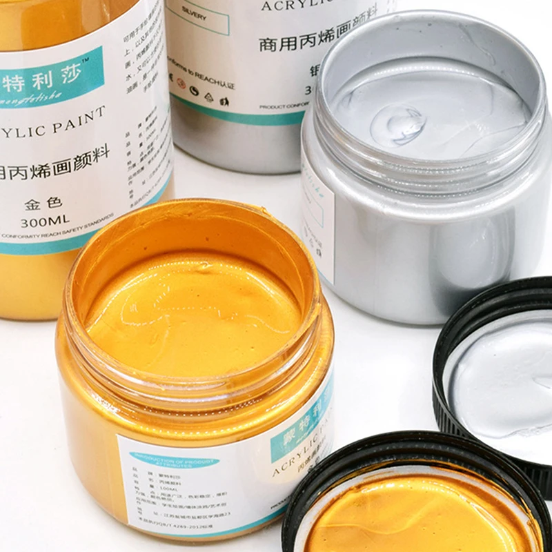 100ml 골드 페인트 금속 아크릴 페인트, 방수 조각상 색칠을 위해 퇴색되지 않음 DIY 손 옷 페인트 낙서 안료