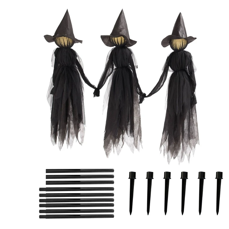 

Halloween Decorations Outdoor Large Light Up Holding Hands Screaming Witches Scary Decor for Home Outside Yard Lawn DropShipping