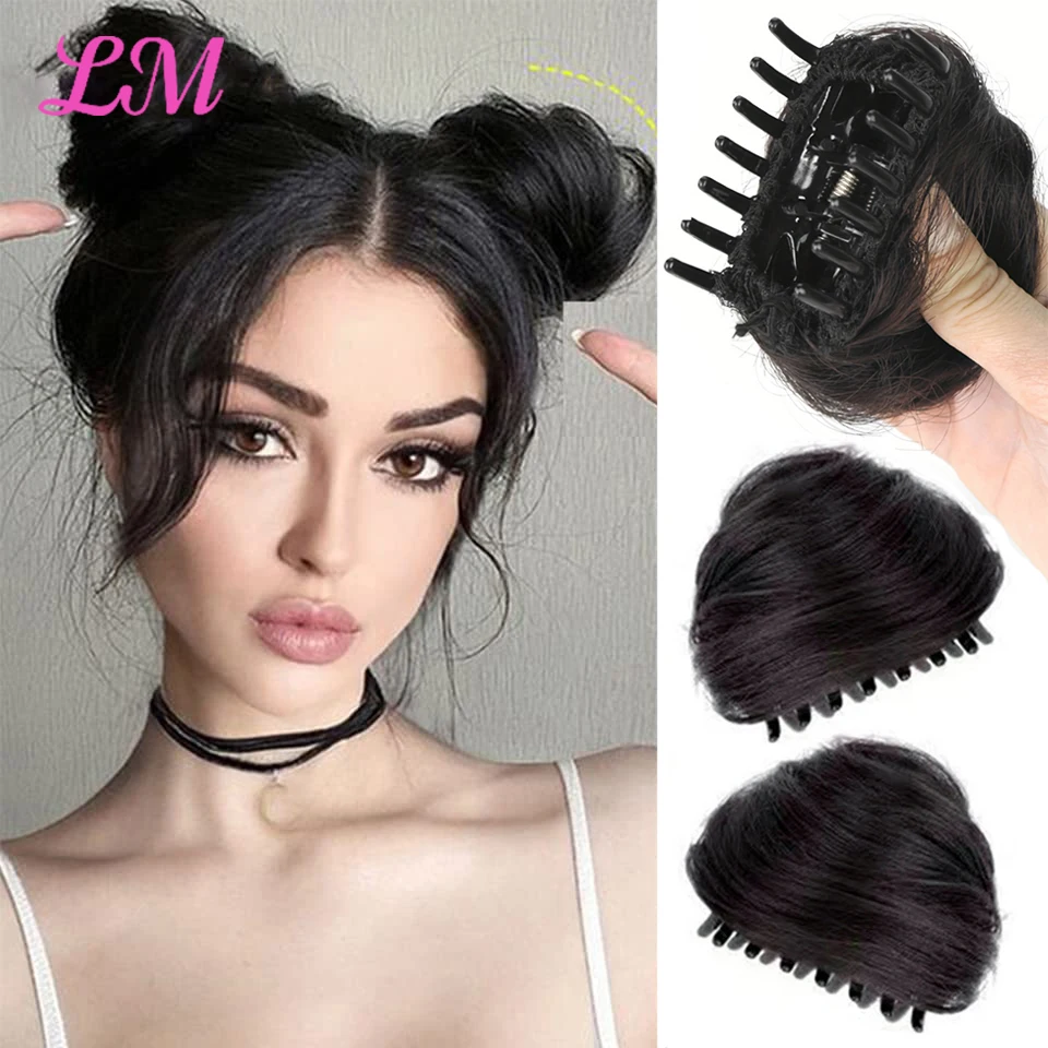 

LM Women's Hair Buns Synthetic Curly Chignon Ombre Claw Hair Messy Buns Updo claw Clip In Hairpiece For Women