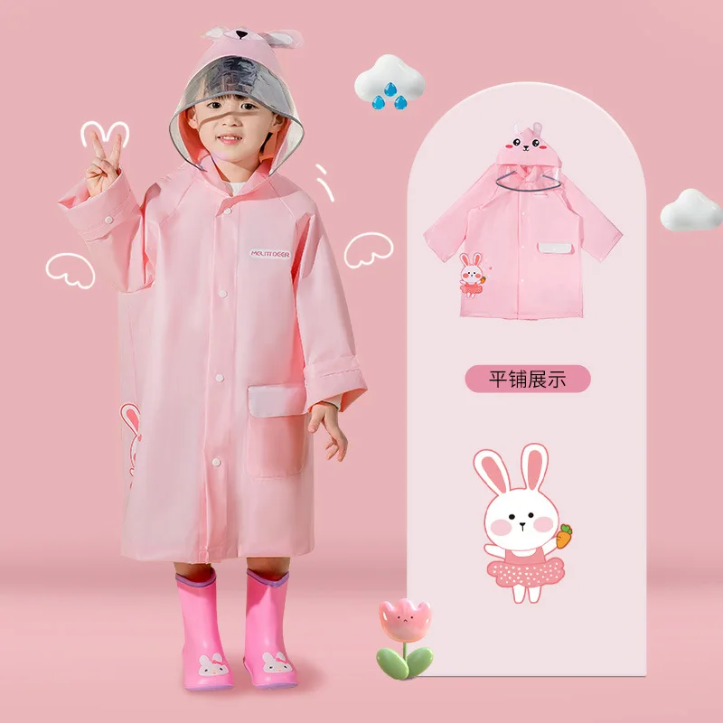 Children's Raincoat Girls Waterproof Student Boys Outdoor Thickening Female Kindergarten Portable Rain Coat Poncho Impermeable