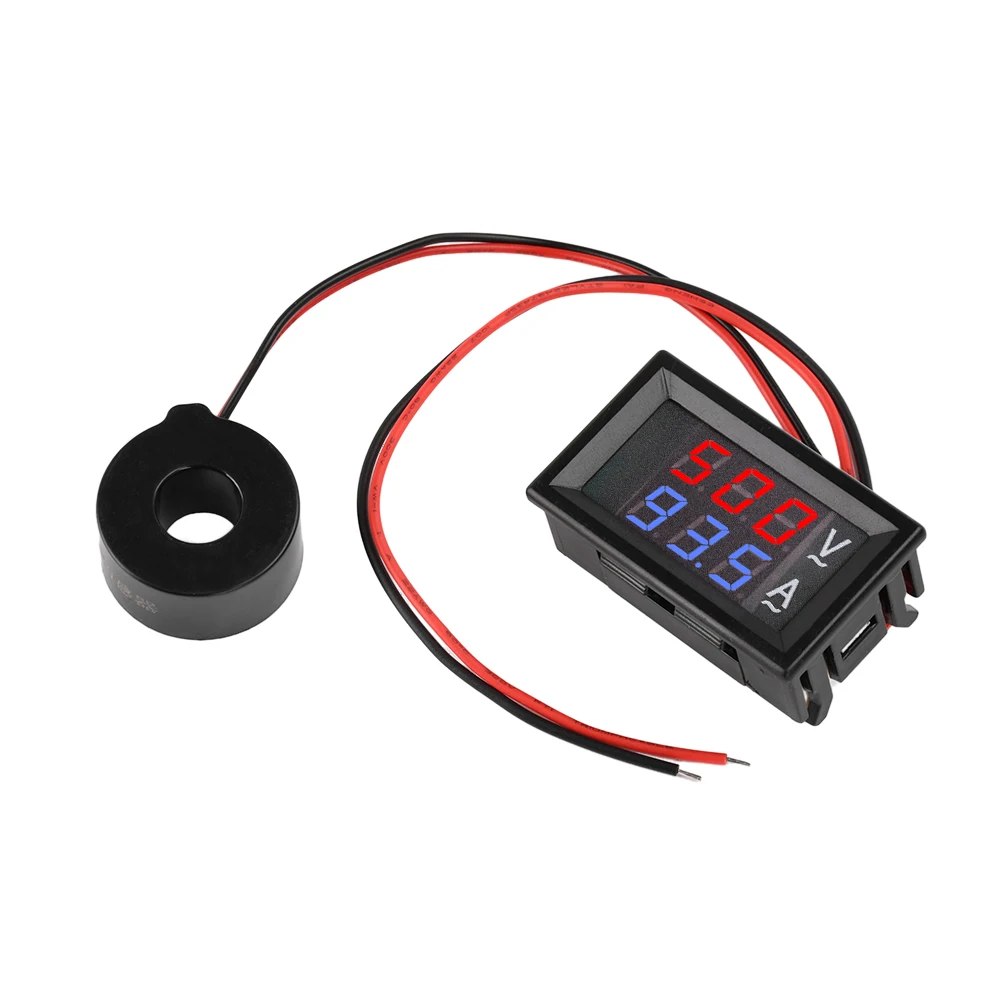 AC 50-500V 디지털 전압계 전류계 10A 50A 100A 220V 전압 전류 측정기 테스터 감지기 변압기가 있는 0.28인치 LCD 디스플레이