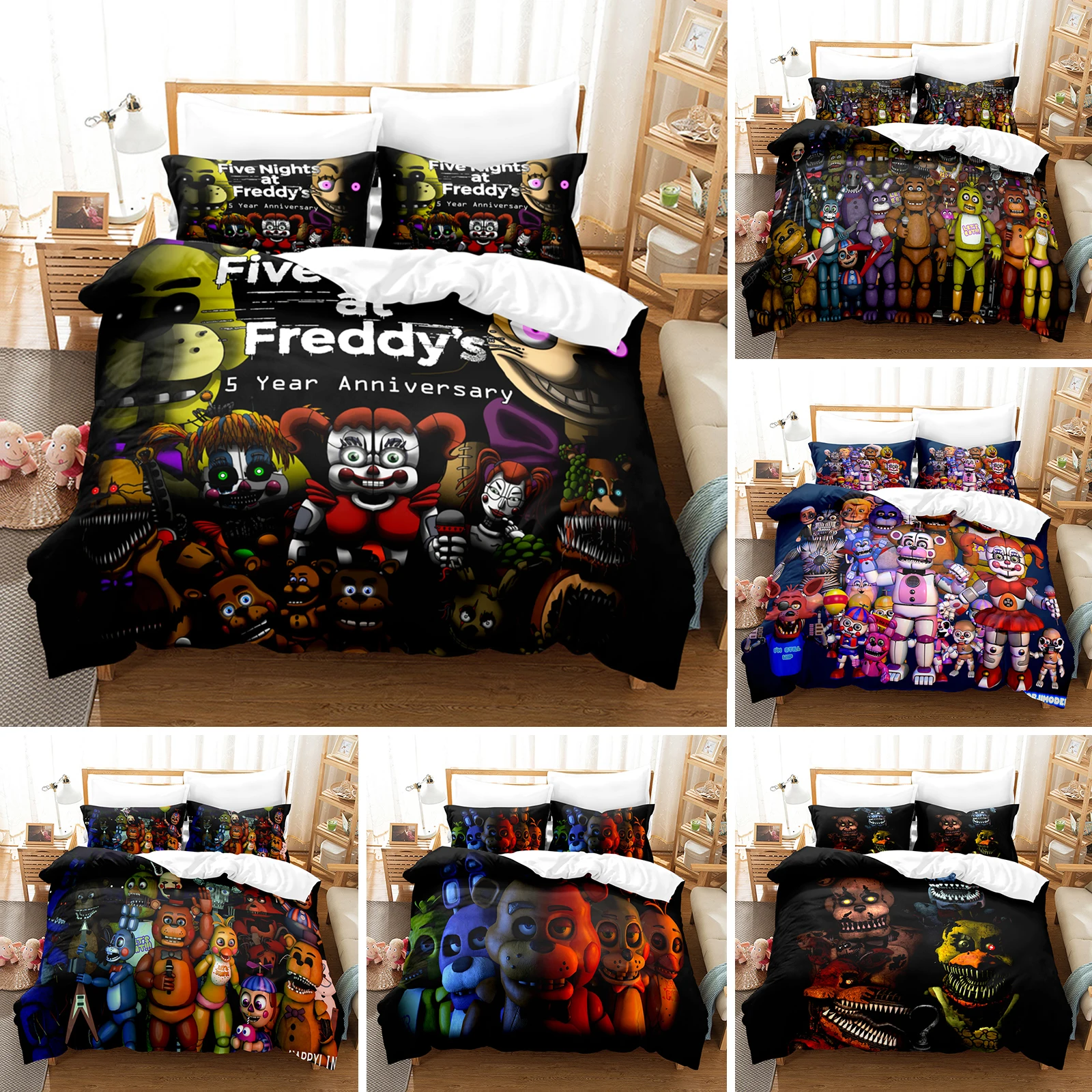 

3D Printed Five Nights At FNAF Bedding Set Duvet Cover Bedroom Comforter Covers Single Twin King ​Size Quilt Cover Home Textile