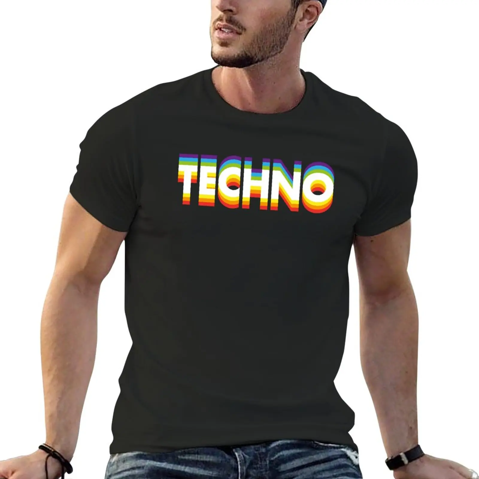 

New Techno T-Shirt boys white t shirts vintage clothes custom t shirts mens t shirt graphic