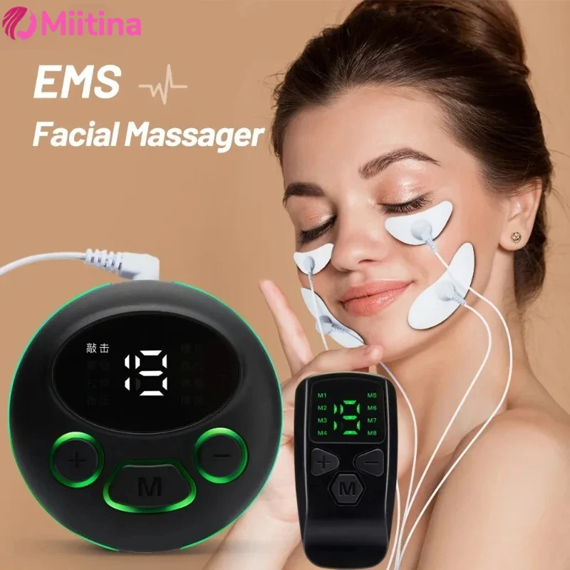 EMS facial massager low-frequency pulse crescent shaped beauty device V-shaped facial wrinkle removal muscles
