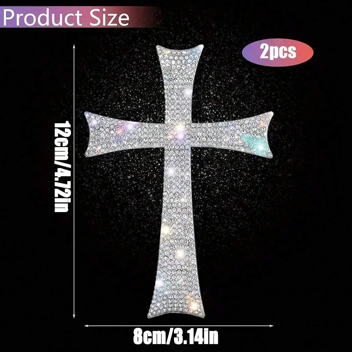 2 shiny 3D three-dimensional cross stickers, multi-purpose decorative stickers, suitable for vehicle surfaces, home accessories - 3