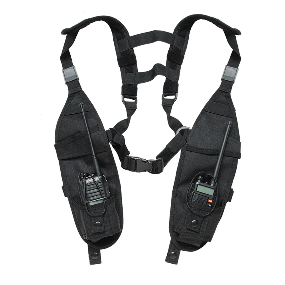 Radio Shoulder Harness Holster Chest Holder Universal Vest Rig Nylon Two-Way Radio Cases Walkie Talkie Search Rescue Essentials lot 10pcs msc 20d multi function universal nylon pouch bag holster carry case for baofeng uv 5r bf 888s motorola walkie talkie