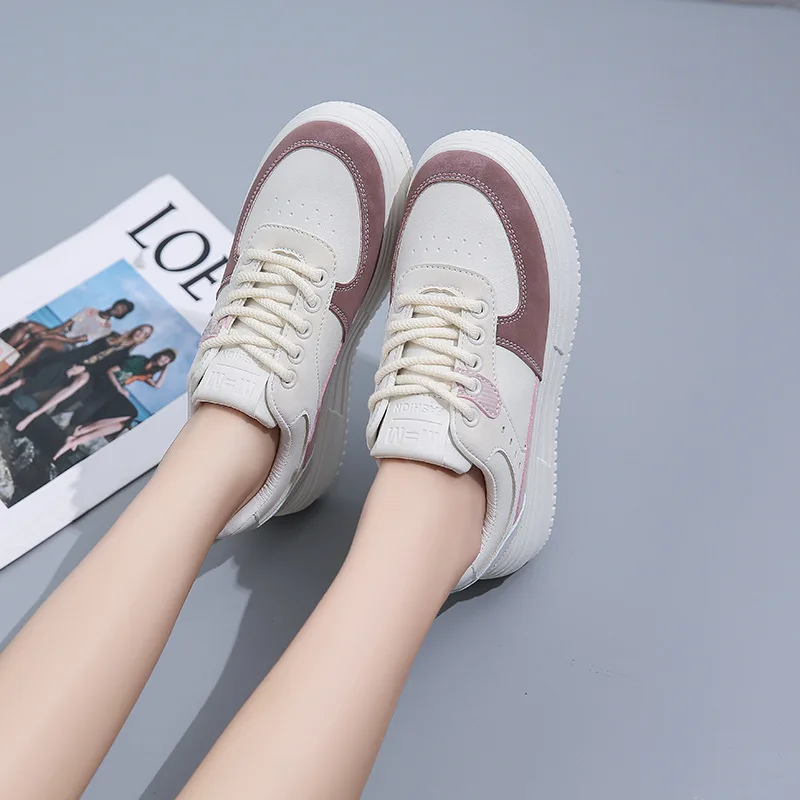 Flat Platform Sneakers Women 2022 New Fashion Cow Suede White Casual Sport Shoes Woman Tennis Trainers Luxury Brand Designer