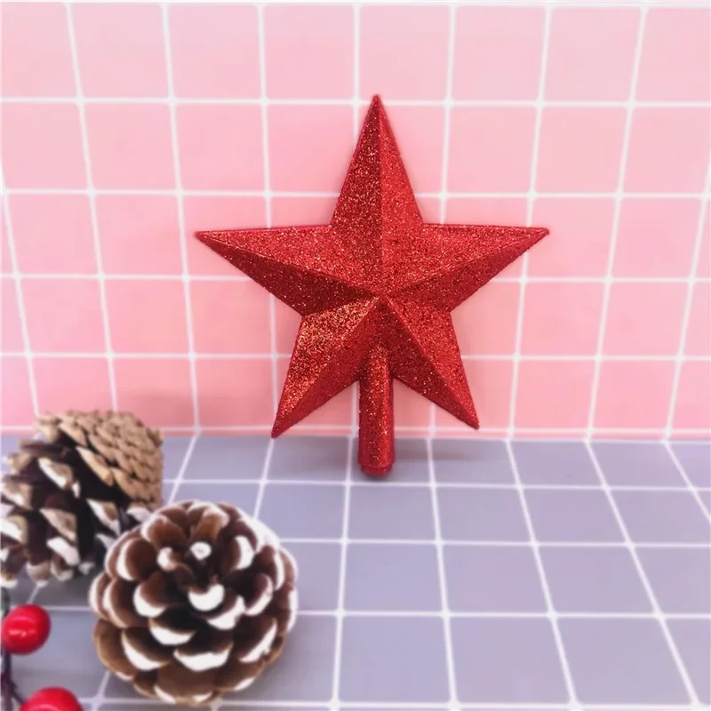 Christmas Tree Top Star Merry Christmas Decorations Home Shiny Gold Powder Five-pointed Star New Year's Ornament 10/15/20cm christmas star decoration