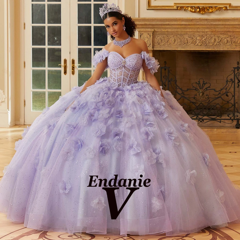 Vendanie Princess Ball Gowns Quinceanera Dress Sweetheart Off the Shoulder Appliques Rhinestones Vestidos De 15 Anos Customised quinceanera dresses