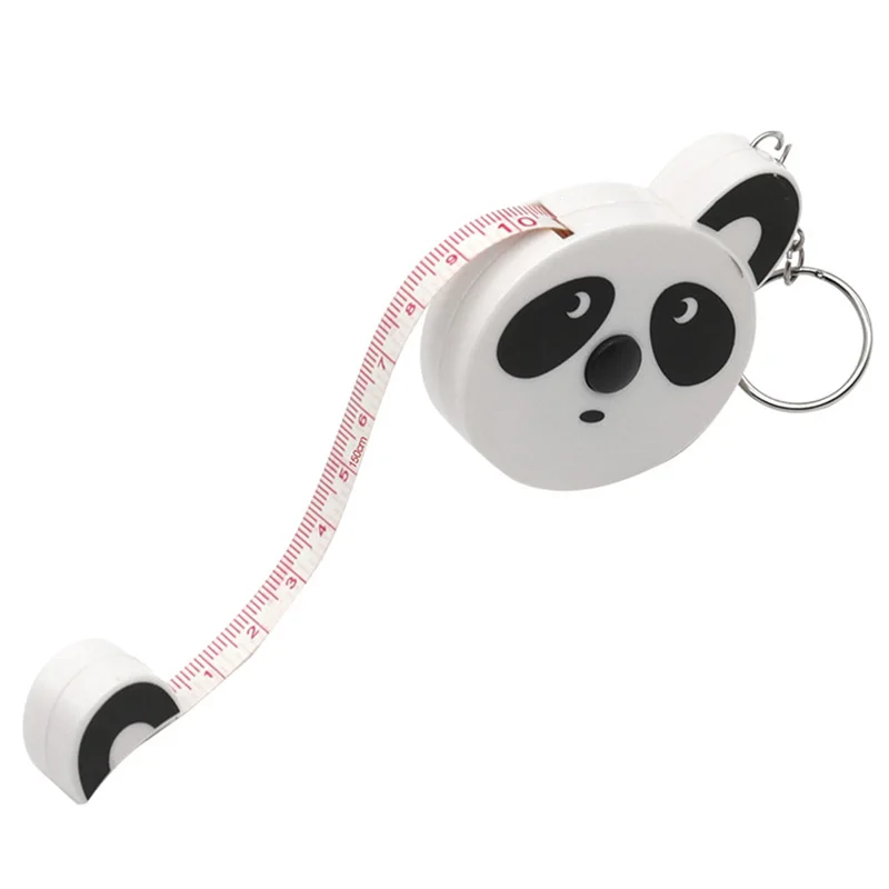 Tape Measure Cartoon Tape Measure 0-150cm 0-60 Inch Mini Portable Cute Animal Shape Key Ring Automatic Tape Measure Panda Frog Piggy Tiger