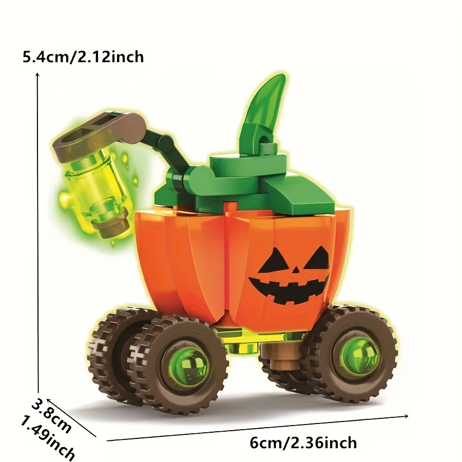 Halloween micro particle building blocks desktop decoration, self-assembly, haunted house model decoration toys, 12 styles a set
