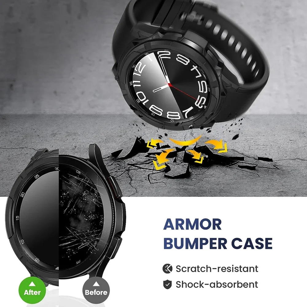 3-in-1 Protective Set: Case, Tempered Glass & Bezel Ring for Samsung Watch 6 Classic