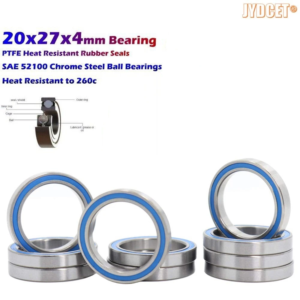 sourcing map 6704-2RS Groove Ball Bearings, Pack of 10, 20 x 27 x 4 mm